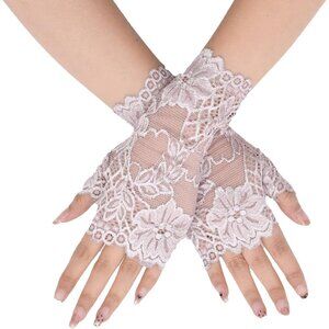 Women's St131-Xiangyu Elegant Floral Lace Fingerless Short Gloves Party Prom